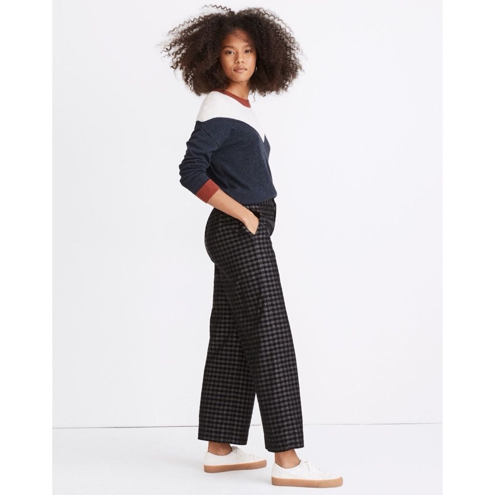 Huston Button-Front Ankle Pants in Checked Corduroy NWT